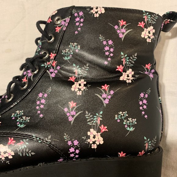 H&M Combat Boots - Black and Floral Print (Women's US 9.5, EUR 41) - Picture 3 of 7